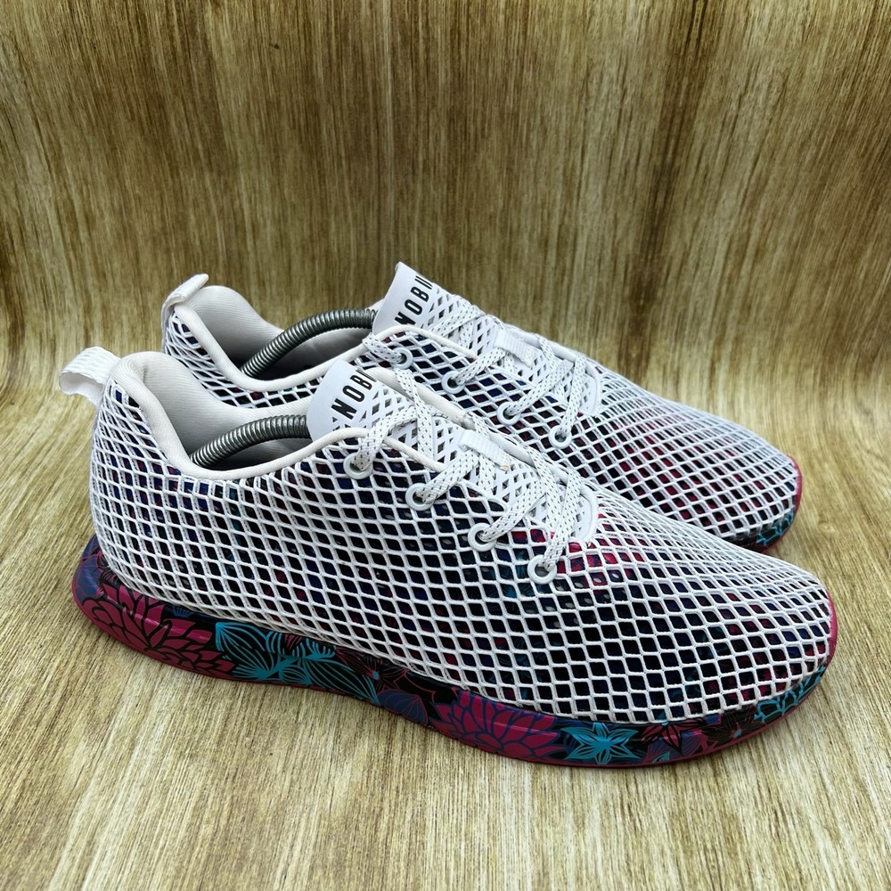 NOBULL Mesh Runner Men's Size 11 White Floral Print Training Shoes Sneakers